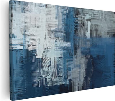 Artaza Canvas Schilderij Abstract - 90x60 cm - Wanddecoratie Blauw - Muurdecoratie Woonkamer - Schilderijen Op Canvas