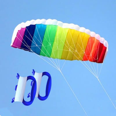 Zachte Vlieger - Dubbele Lijn Vlieger - Buiten Sport - Gemakkelijk te Vliegen - 140 cm - Regenboog