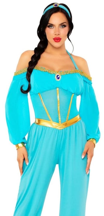 Leg Avenue - Desert Princess Halter Jumpsuit Kostuum - S - Turquoise