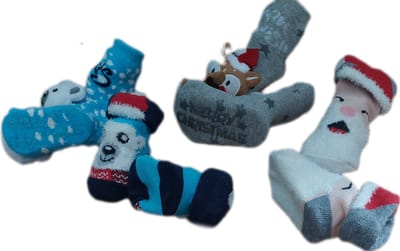 Baby - Kerstsokken - Set van 4 paar - Huissokken - Sokken - Unisex - kinderen - New Born - Warme wintersokken - Anti-slip - Kleur Meerkleurig - Maat 50-56 - Kerst - Kraamcadeau/Cadeau