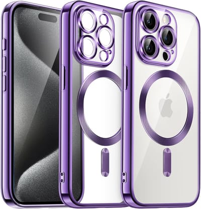 Hoesje Geschikt voor iphone 15 pro max Hoesje - Geschikt voor MagSafe - Arara siliconen Backcover - Paars