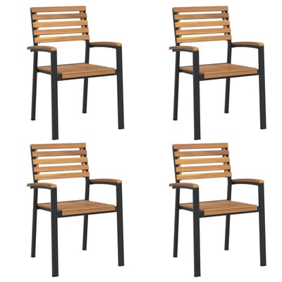 vidaXL - 5-delige - Tuinset - massief - acaciahout - en - metaal
