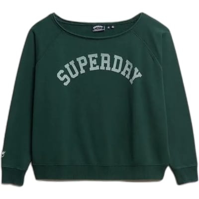 Superdry - Athletic Essentials Bardot sweatshirt met ronde hals - Dames - Truien