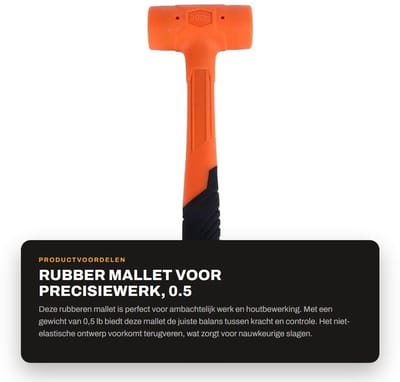 Dailygoods- Rubber Hamer 0,5 lb - Niet-elastisch Ontwerp - Hamer voor Ambachten - Houtwerk - Efficiënte Slagen - Lichtgewicht