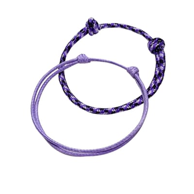 Bovista Armband - Staal - Nep Zilver - Dames - 2 St - Paars