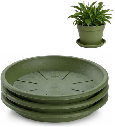 Plasticforte plantenpot onder schotel / water opvang schaal - 3x - groen - Dia 20 cm - Kunststof - voor pot met Dia 25/30 cm