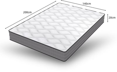 Taschenvering Matras 140x200 cm – H3/H4 – 7 Zones Ergonomisch – 20 cm Hoog – ÖKO-TEX Gecertificeerd – Afneembare & Wasbare Hoes