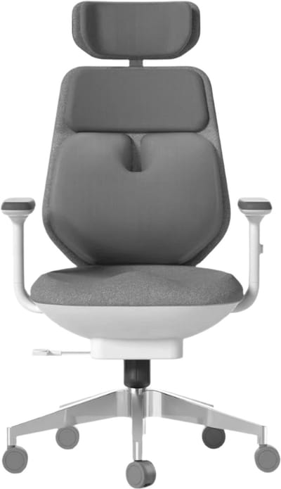Ergonomische bureau stoel - dubbele airbag lende steun - lende verwarming - grijs met wit