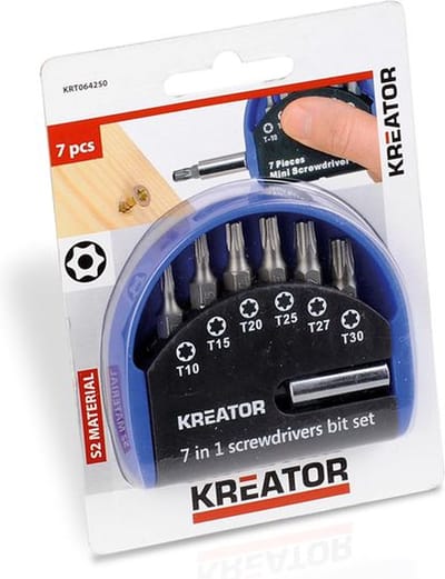 Kreator bitset met bithouder CR-V torx TX in casette 7-delig (KRT064250)
