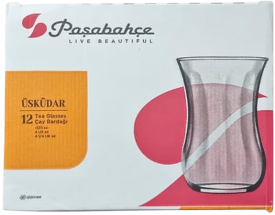 Pasabahce Üsküdar Optische Theeglazen 120 ml – Set van 12 Traditionele Turkse Theeglazen | Luxe Turkse Theeglazen Set - Turkish Tea Glasses