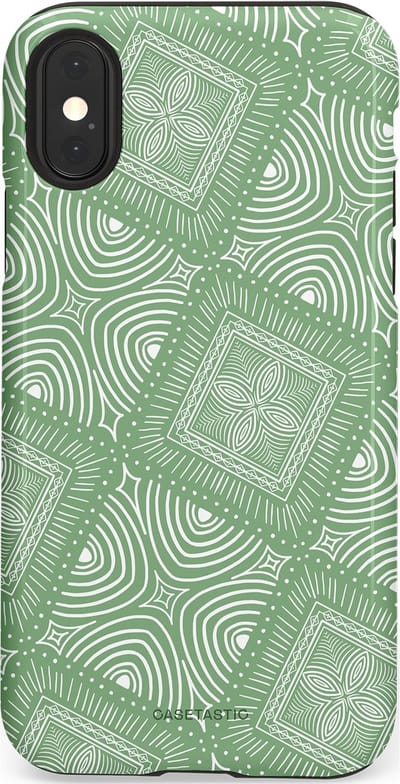 Casetastic Hoesje Geschikt voor Apple iPhone X/Xs - Stijlvolle Beschermende Duo-layer Case - Groene Mandala