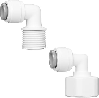 Dailygoods- Waterfilter Fitting 2Pcs - 1/2 inch Mannetje/3/8 inch Elleboog - 1/2 inch Vrouwtje/3/8 inch Elleboog - Hoge Kwaliteit POM - Drukbestendig - Lekvrije Verbindingen - Waterfilter Koppeling