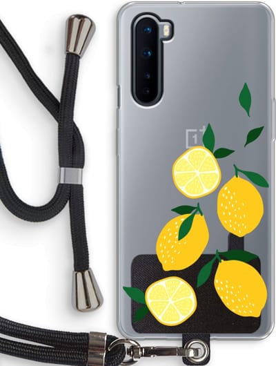 Case Company® - Hoesje met koord geschikt voor OnePlus Nord hoesje met Koord - You're my lemon - Telefoonhoesje met Zwart Koord - Bescherming aan alle Kanten en Over de Schermrand