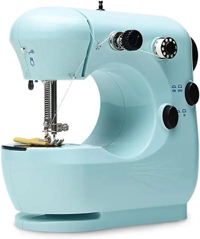 Mini Naaimachine - Draagbare Naaimachine - Handwerk Projecten - Met Nachtlampje - 20x10x19 cm - Blauw