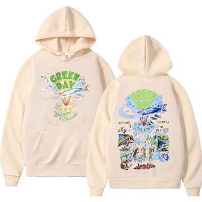Zeldzame Punk Band Green Day Dookie Hoodie Mannen Klassiek Gotisch Vintage Rock Sweatshirt Heren Hip Hop Oversized Hoodies 90s Streetwear M kaki