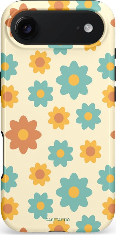 Casetastic hoesje geschikt voor Apple iPhone Air - MagSafe - Dubbellaagse bescherming - Retro bloei - Fashion Case - Crème Mintgroen Goud Perzik