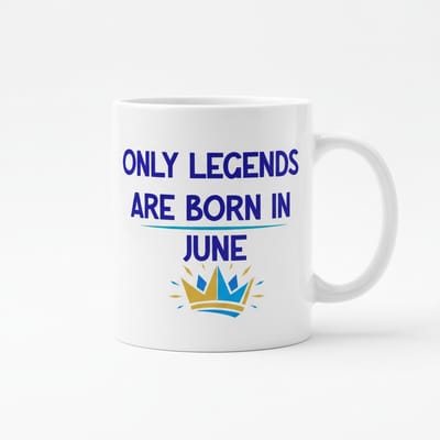 Only Legends Are Born in June Keramische Mok 330 ml – Verjaardag Cadeau Koffie- en Theemok