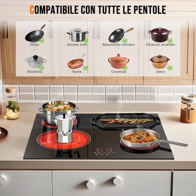Elektrische Kookplaat - Keramische Kookplaat - Snel Koken - Flexibele Zones - 60 cm - Zwart