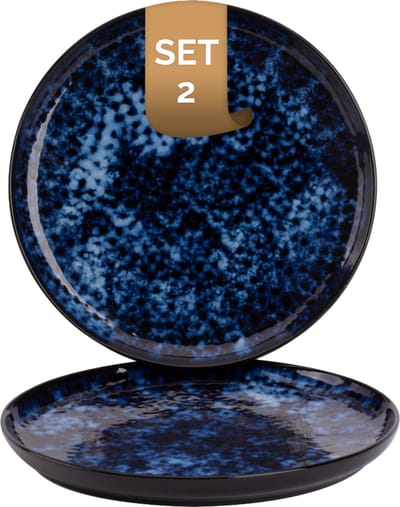 Palmer - Bama Blue - Bord - 2 stuks - ø 27 cm - Blauw - Stoneware - Bordenset