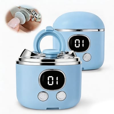 Elektrische nagelknipper - 2-in-1 automatische elektrische nagelknipper en trimmer - met polijstfunctie - met vergrootglas + LED-verlichting - 3 instelbare snelheden - Geschikt voor vingers en tenen senioren | Volwassenen | Vrouwen - Blauw