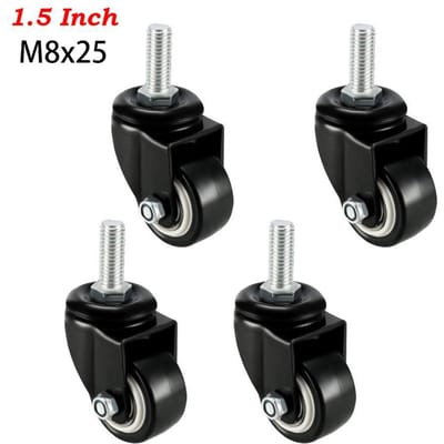 4 stuks zware 1,5 /2  zwenkwielen met schroefdraadpen met rem Trolley meubelwiel M8/M10 schroefdraadpen 1.5inch M8 type 3