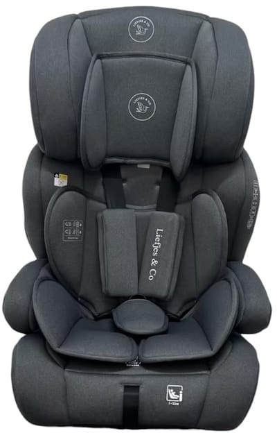 Liefjes & Co Varioseat Autostoel – i-Size – Groep 1/2/3 (76–150 cm) Memory Foam - Afstelbare hoofdsteun - Booster - Grijs