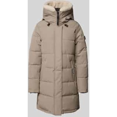 Gewatteerde lange jas met labeldetails, model 'Teddy'