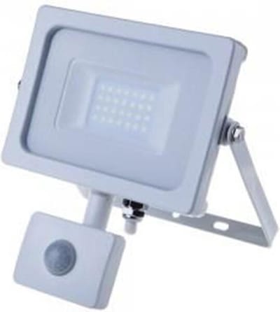 LED Bouwlamp 20 Watt met Sensor - LED Schijnwerper - Viron Dana - Warm Wit 3000K - Mat Wit - Aluminium - SAMSUNG LEDs