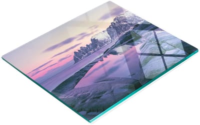 Keukenplank van gehard glas met decoratieve afbeelding Fjord Winter 60x52 cm