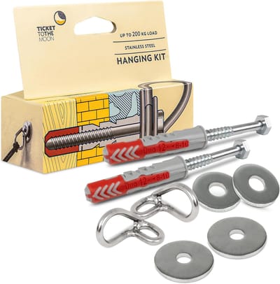 Hangmat Ophangsysteem - Muurbevestiging Set - Binnen en Buiten - Geteste Kwaliteit - 21x15x3 cm - Wit