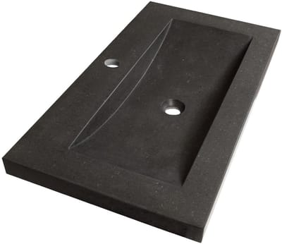 Brauer Magma Wastafel - 80 cm - met 1 Spoelbak en 1 Kraangat - Natuursteen Basalt Antraciet