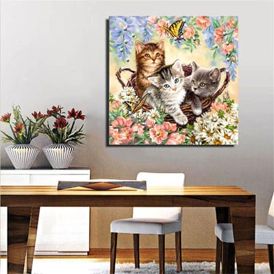 5D DIY Diamantschilderij Dieren Boor Diamantmozaïek Kat Kruissteek 30x30CM gray