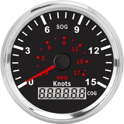 85mm GPS Snelheidsmeter 0‑17MPH 15 Knopen IP67 Rode Achtergrondverlichting LCD Scherm voor 12 24V Auto's Boten Jachten Campers white
