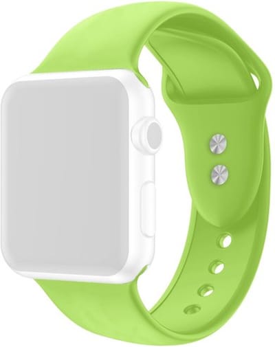 By Qubix - Geschikt voor Apple Watch bandje - Siliconen sportbandje - Lichtgroen - Dubbele druksluiting - Geschikt voor Apple Watch 44mm / 45mm / 46mm / 49mm (Ultra 1,2 en 3) - siliconen sport bandje - smartwatchbandje