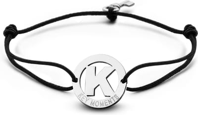 Key Moments 8KM-A00011 - Armband met stalen letter K en sleutel - one-size - Initiaal sieraad - Zilverkleurig