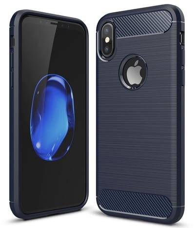 Mobiq Carbon Look Hoesje geschikt voor iPhone X/XS - Flexibele TPU Case