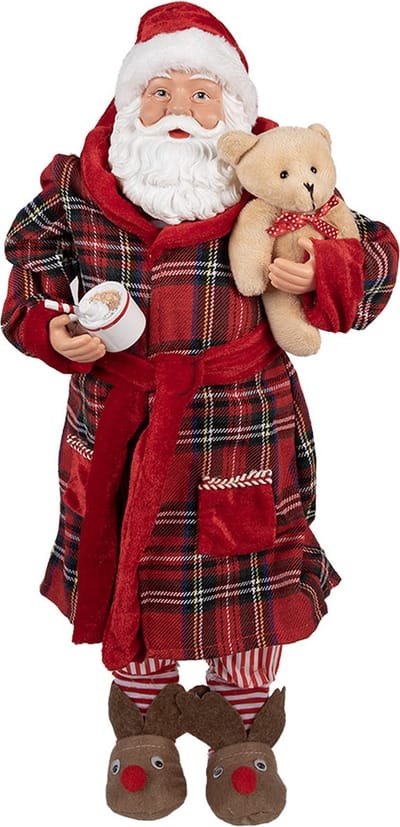 Clayre & Eef Kerstdecoratie Beeld Kerstman 50 cm Rood Kunststof