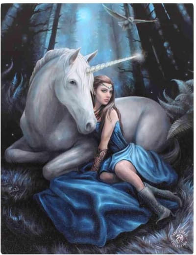 Anne Stokes Blue Moon canvas schilderij