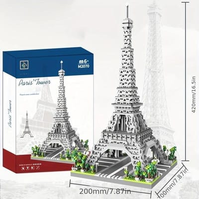 Parijs Eiffeltoren Bouwstenen Microdeeltjes Assemblage Bouwstenen Decoratief Bureau Ornament Speelgoed blue