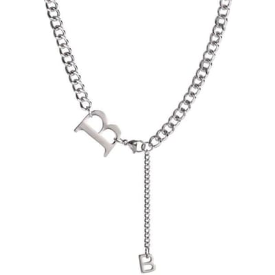 Nouveau Collier Lettre B ,Haute Qualité ,Luxe Léger ,Design de Niche Exquis ,Chaîne Clavicule Hip Hop gray