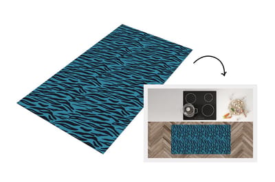 Keukenloper - Loper keuken - Tijger - Blauw - Zwart - Design - Dieren - 120x60 cm - Keukenloper vinyl