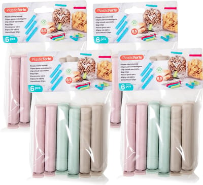 Plasticforte 24x afsluitclips / vershoudclips - 8 cm - keuken/voedsel zakjes afsluiten - Vershoudklemmen - vershoudknijpers