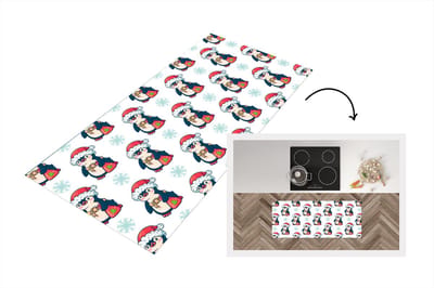 Keukenloper - Loper keuken - Pinguïn - Kerstmuts - Kind - Patronen - Kerstmis - 120x50 cm - Keukenloper vinyl