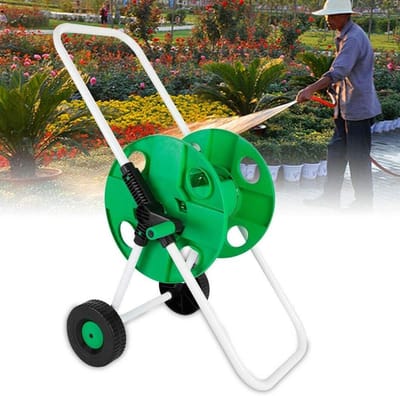 Slangwagen Tuinslang - Slangenhouder - Tuinonderhoud - Lichtgewicht Stabiel - 50 Meter - Groen Wit