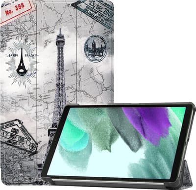Hoesje Geschikt voor Samsung Galaxy Tab S6 Lite - Dun & Stevig - Trifold Bookcase - Hard Cover - Hardcover Book Case - Tablet Hoes - Eiffeltoren