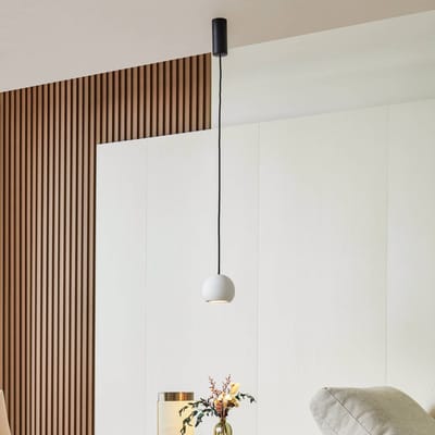 Lucande LED hanglamp Darkorin, wit, rond, gips, Ø 12 cm