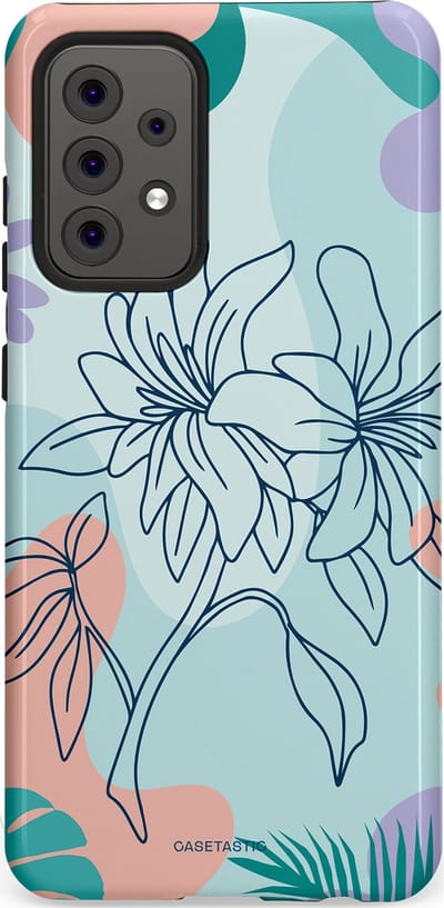 Casetastic Hoesje Geschikt voor Samsung A52 (4G/5G/s) - Stijlvolle Beschermende Duo-layer Case - Mint Bloemprint
