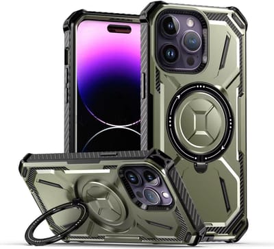 Hoesje geschikt voor iPhone 12 Pro Max - Backcover - Geschikt voor MagSafe - Rugged Armor - Extra valbescherming - Ringhouder - TPU - Groen