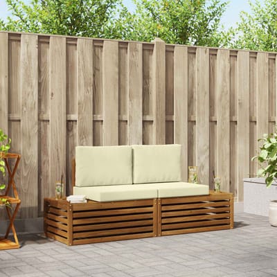 vidaXL - 2 - st - Buiten - bank - set - Massief - Acacia - Hout - en - Polyester
