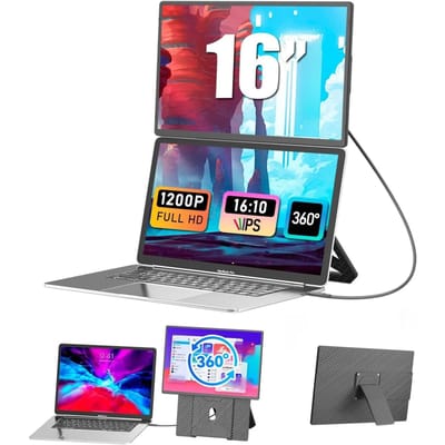 Siaviala N2 16" Portable Monitor | 1920x1200 IPS | 360° Draaibaar & Magnetisch | Ultradun 0.76kg | Plug & Play Type-C | Jouw Mobiele Kantoor | 200% Productiviteit